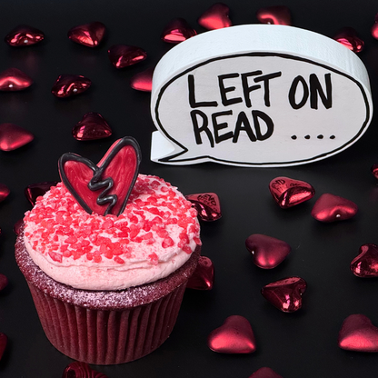 Jumbo cupcake, red velvet, left on read, bakery in abilene texas, cupcake delivery.