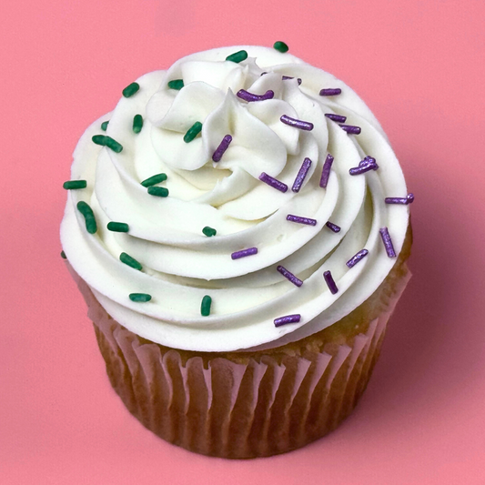 Jumbo cupcake, vanilla, piece of cake, bakery in abilene texas, cupcake delivery.